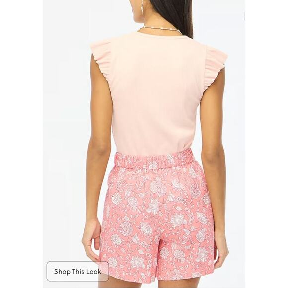 J CREW Floral Linen Blend High Rise 5" Shorts Rose Pink Feminine Preppy Sz 14 - Picture 2 of 7